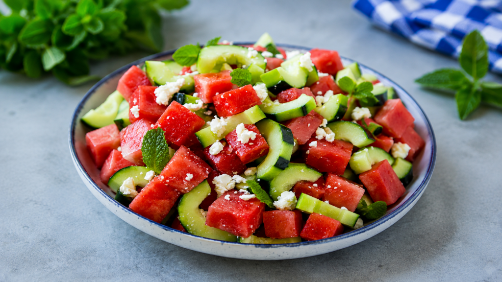 Watermelon, Cucumber & Feta Salad