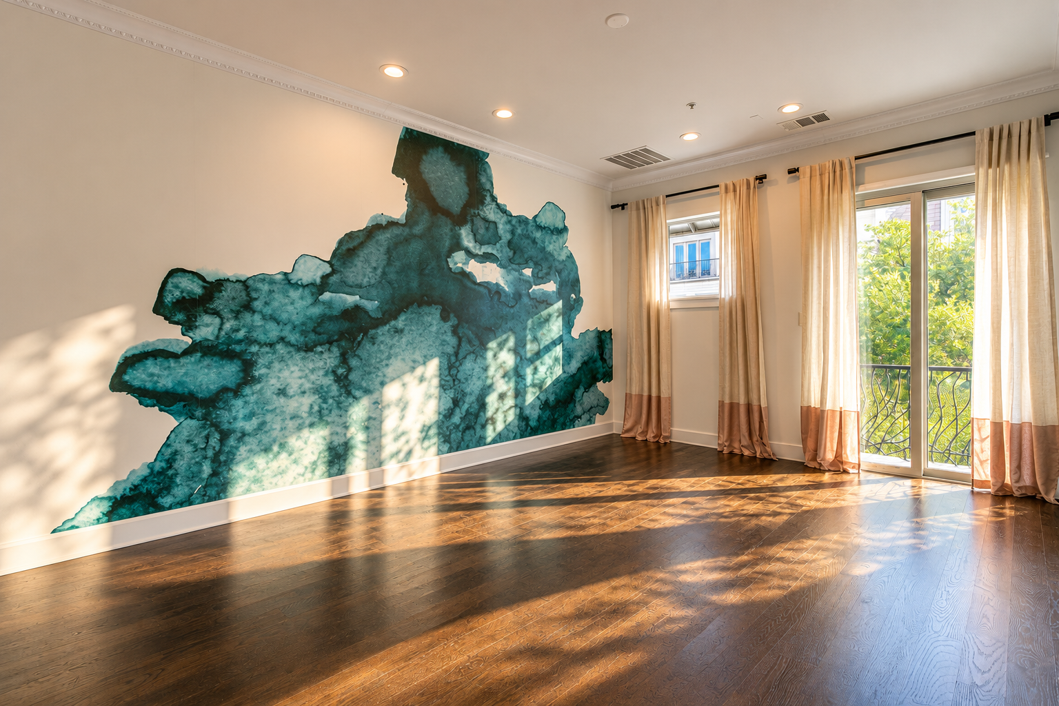 Primary bedroom with decorative wall covering at 2211 Worthington Street